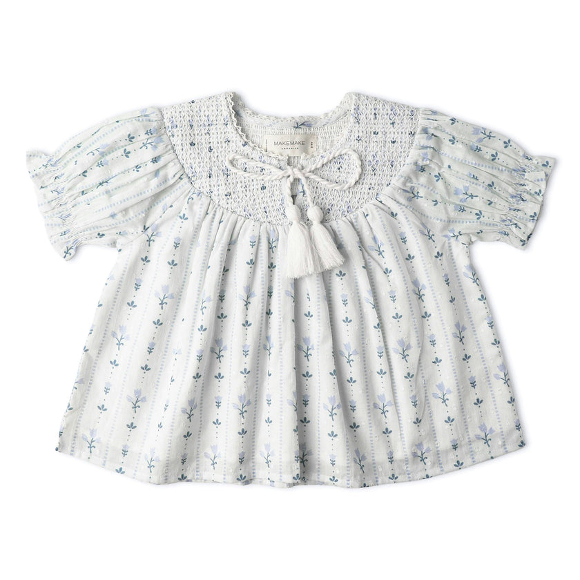 Organic Smocked Top & Shorts Set - Blue Vines