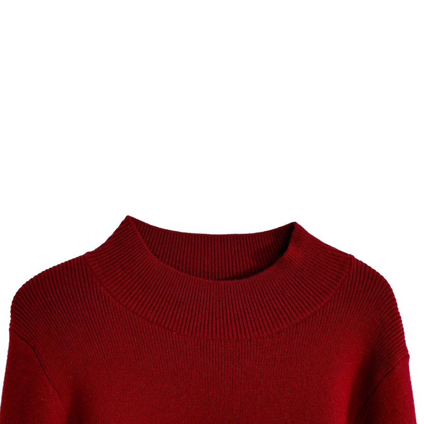 Ruby Red Ruffle-Knit Sweater