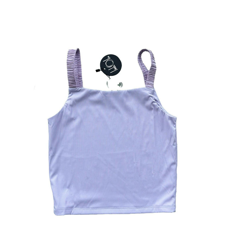 Lavender Ruffle Strap Tank Top