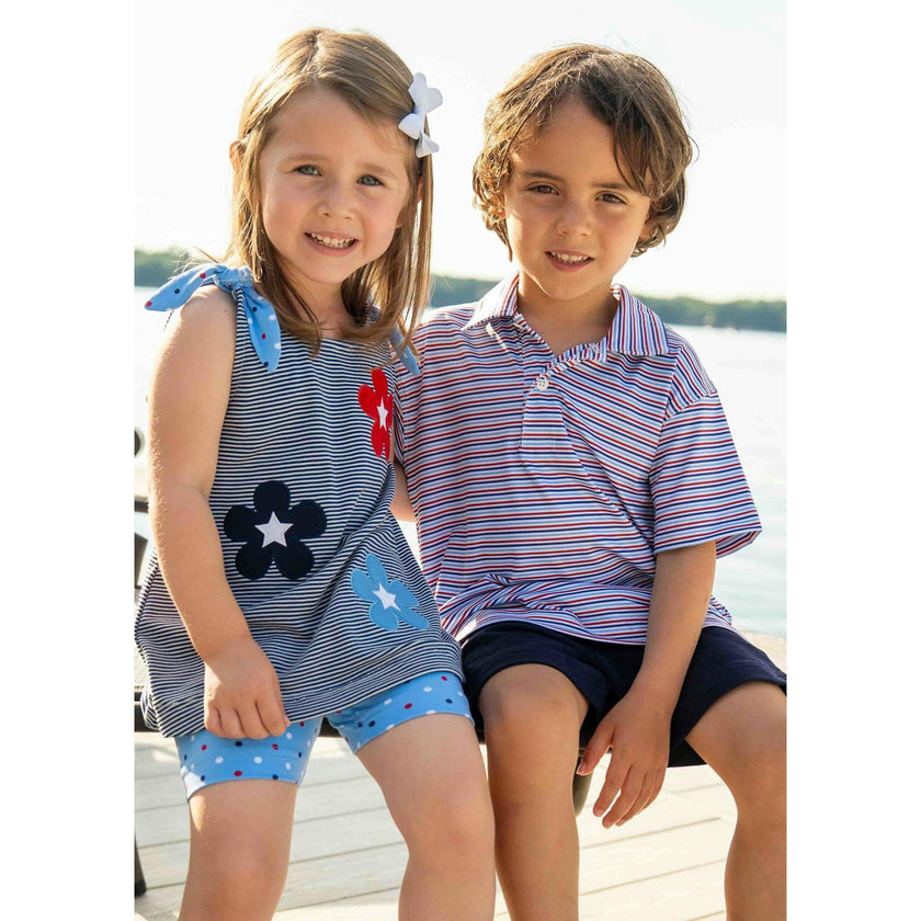 Stripe Knit Short Set With Flowers & Stars
