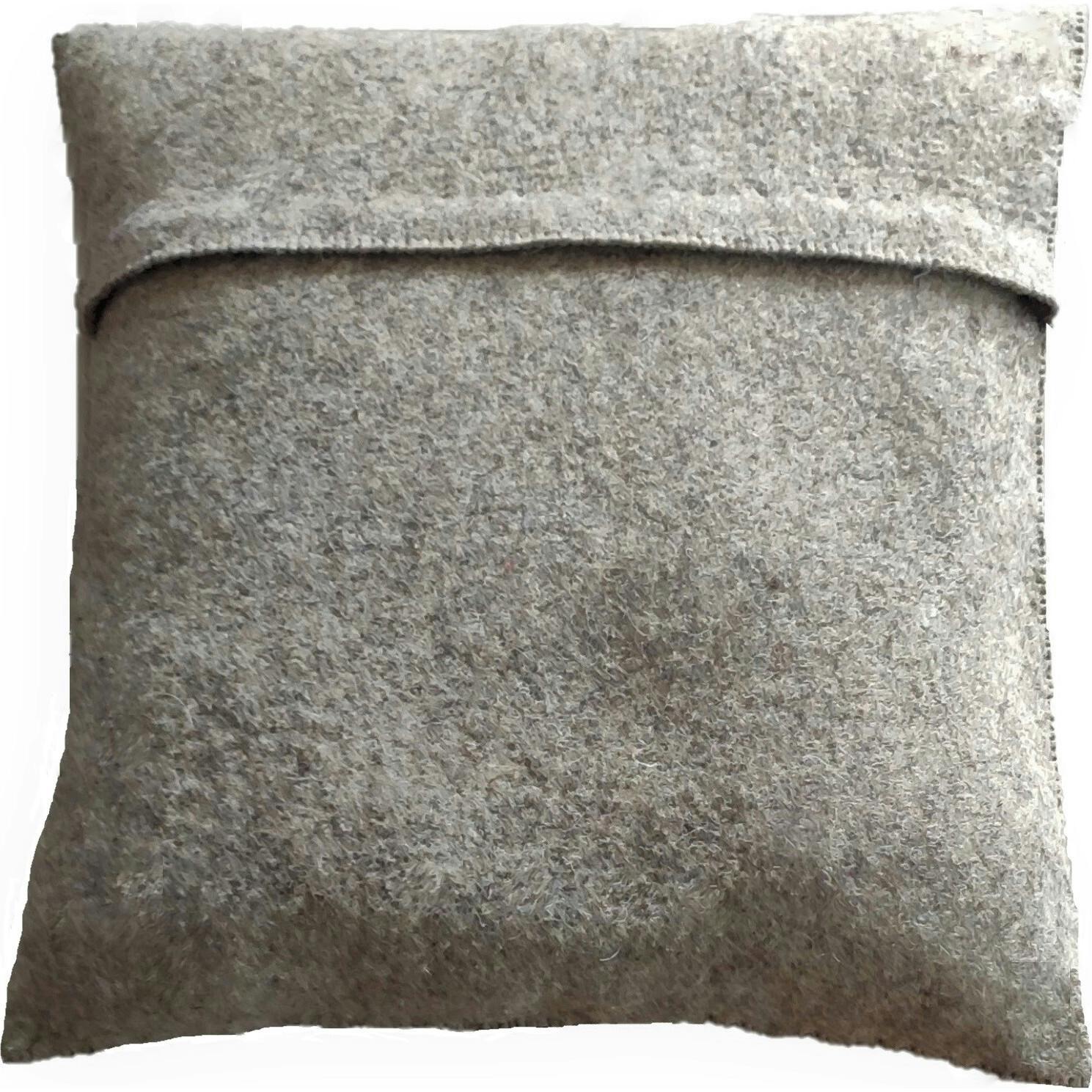 Hand Felted Wool Christmas Pillow - JOY Wreath Natural Gray - 20