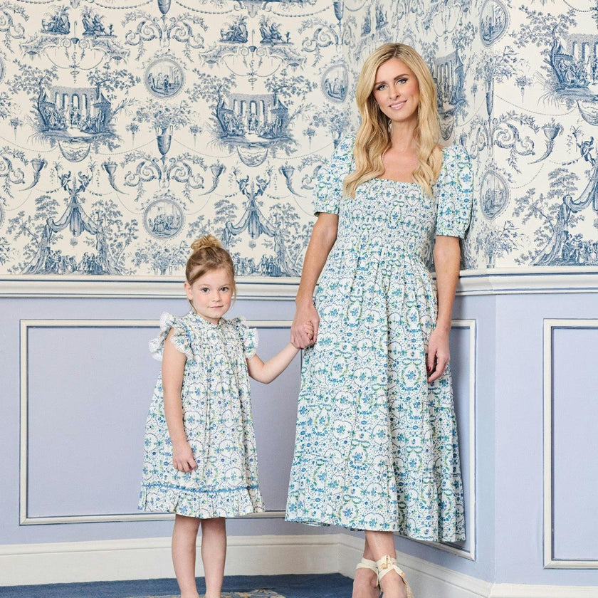 Nicky Hilton x La Coqueta Blue Bow Floral London Women Long Dress