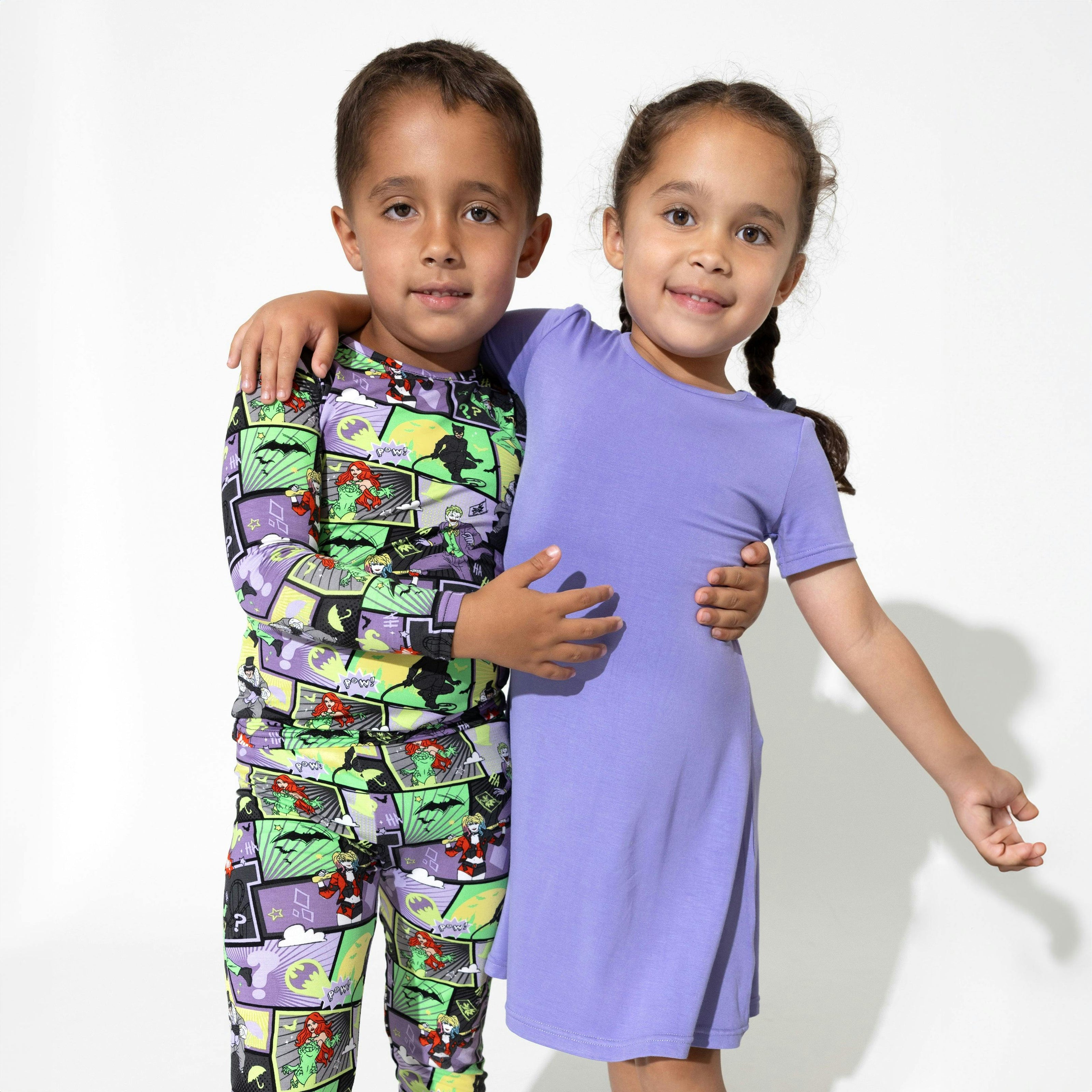 Poppin Purple Bamboo Girls' Short Sleeve Dress