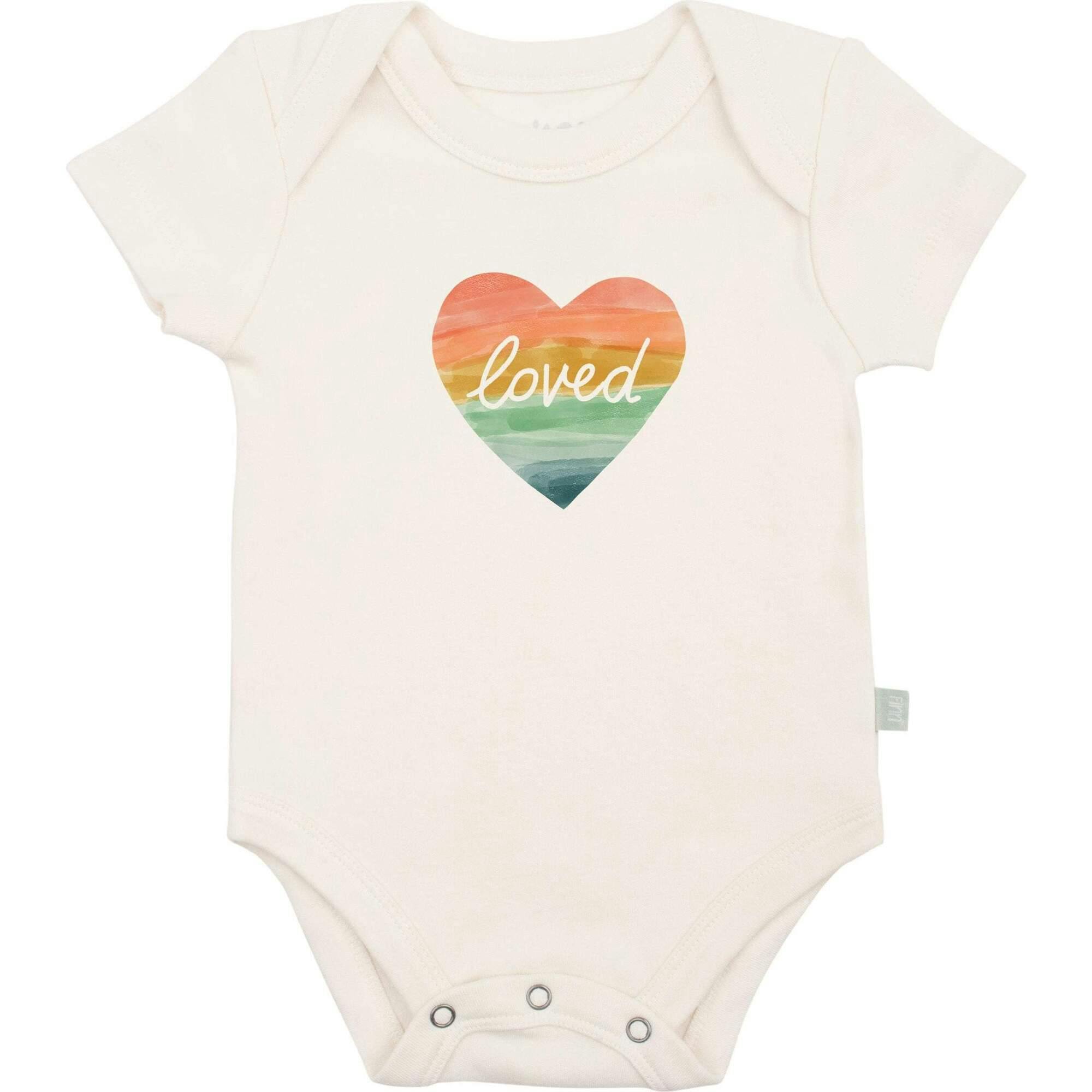 graphic bodysuit | loved rainbow heart
