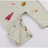 Football Print One Button Romper Baby Rib