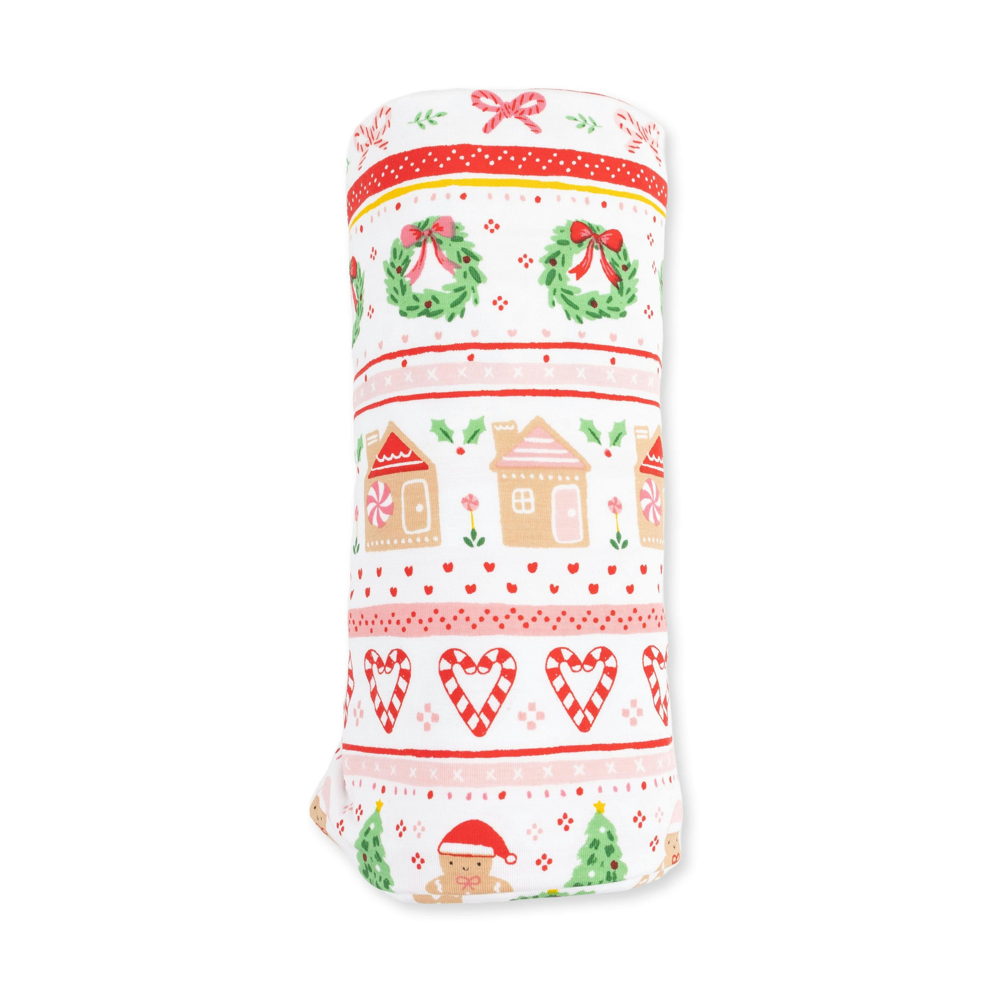 Gingerbread Fair Isle Pink - Bamboo - Swaddle Blanket