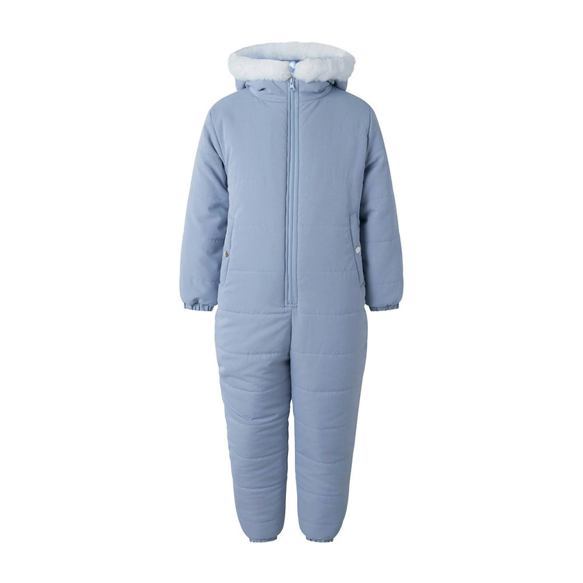 Blue Faux Fur Trim Snowsuit