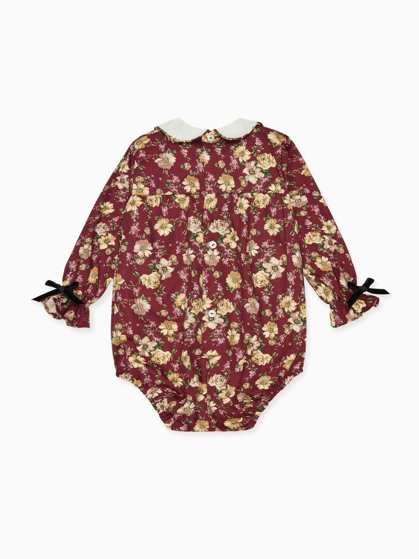 Burgundy Floral Senna Baby Girl Romper