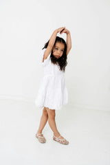 White Floral Embroidery Girls Daphne Dress