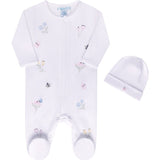 Garden Embroidered Cotton Romper w/Hat White