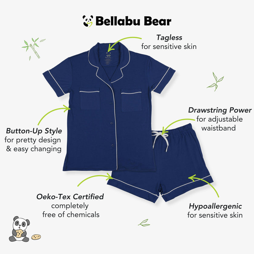 Starry Night Blue Bamboo Women's Pajama Short Set