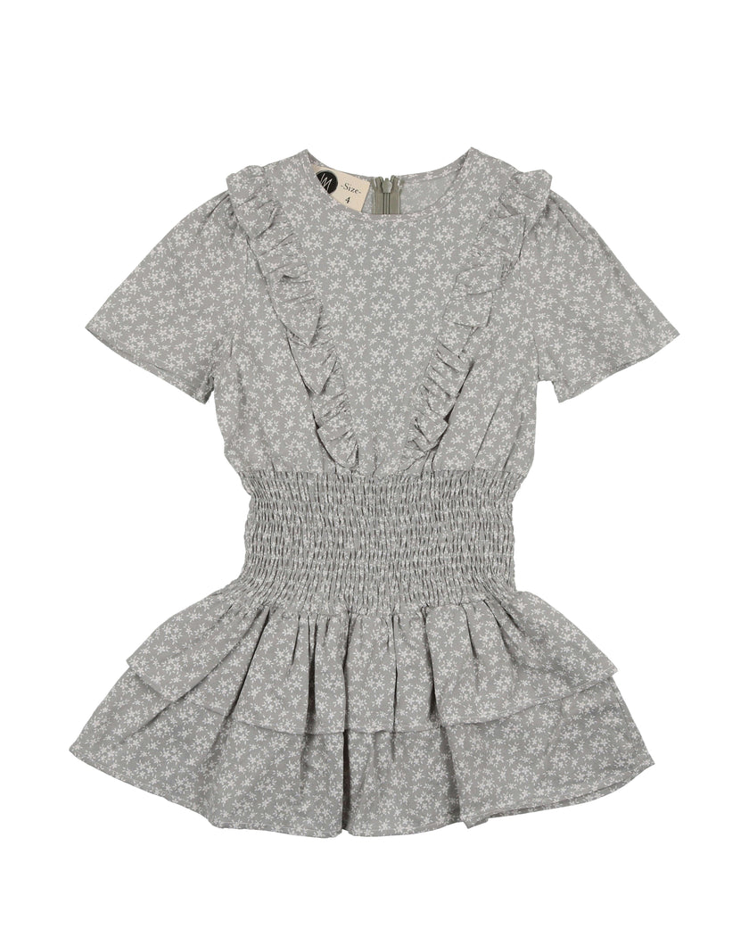 Textured Floral Short Sleeve Dress