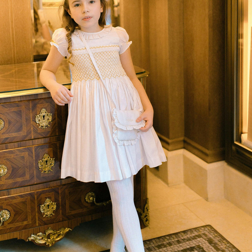Colombe Gold Silk Ceremony Girl Dress