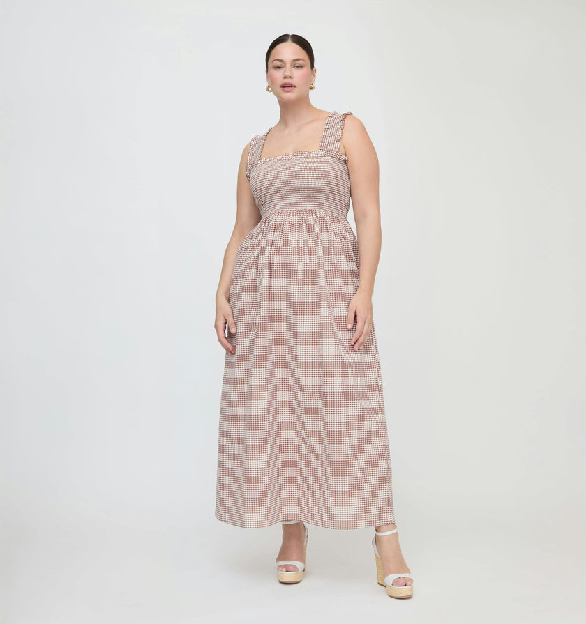 The Ashlyn Nap Dress - Cognac Gingham