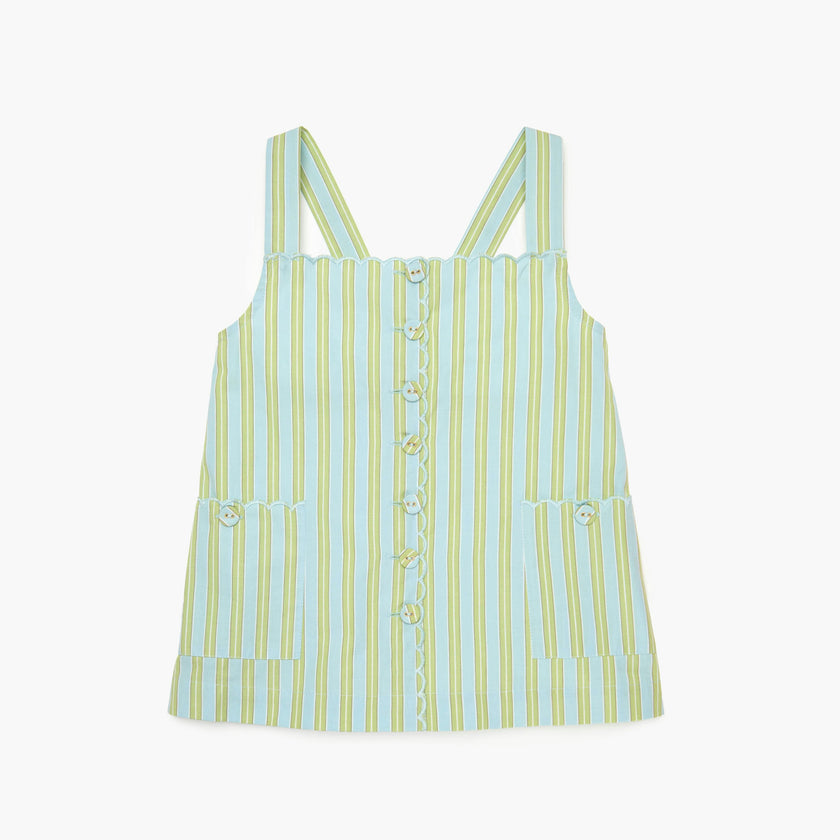 The Tiny Akira Dress - Blue/Green Stripe