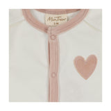 Heart-Patch Velour Footie & Hat Set