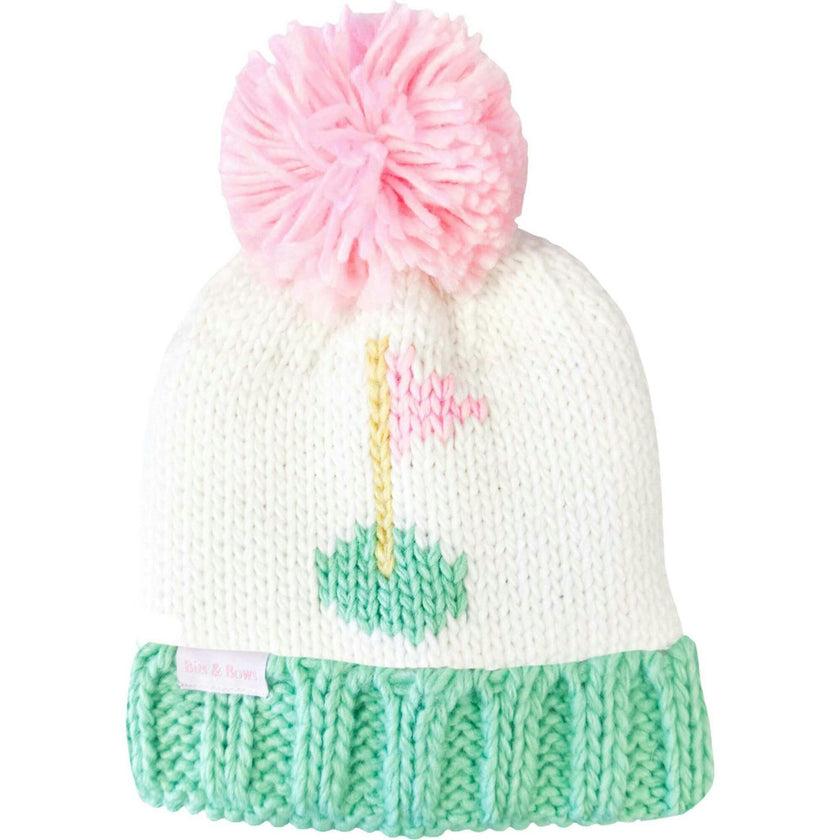 Golf Flag Bobble Hat/Mittens Bundle - Pink