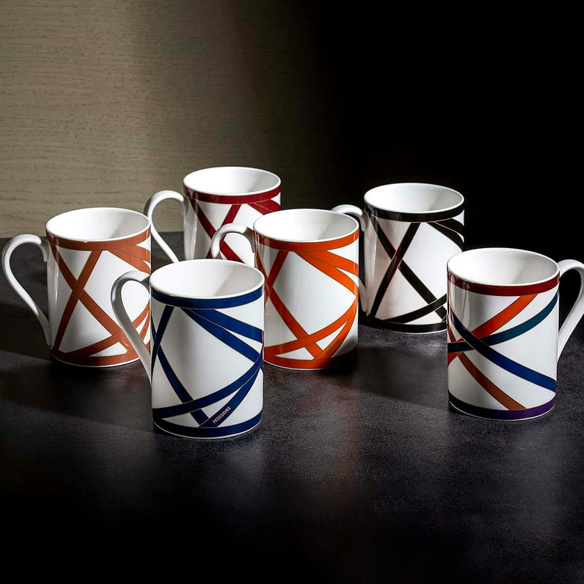 Mug Cup NASTRI in Luxury Box Blue diam. 3", H 3.9", cap. 12.5 oz