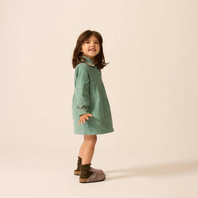 Shirtdress in Teal Tambourine Corduroy