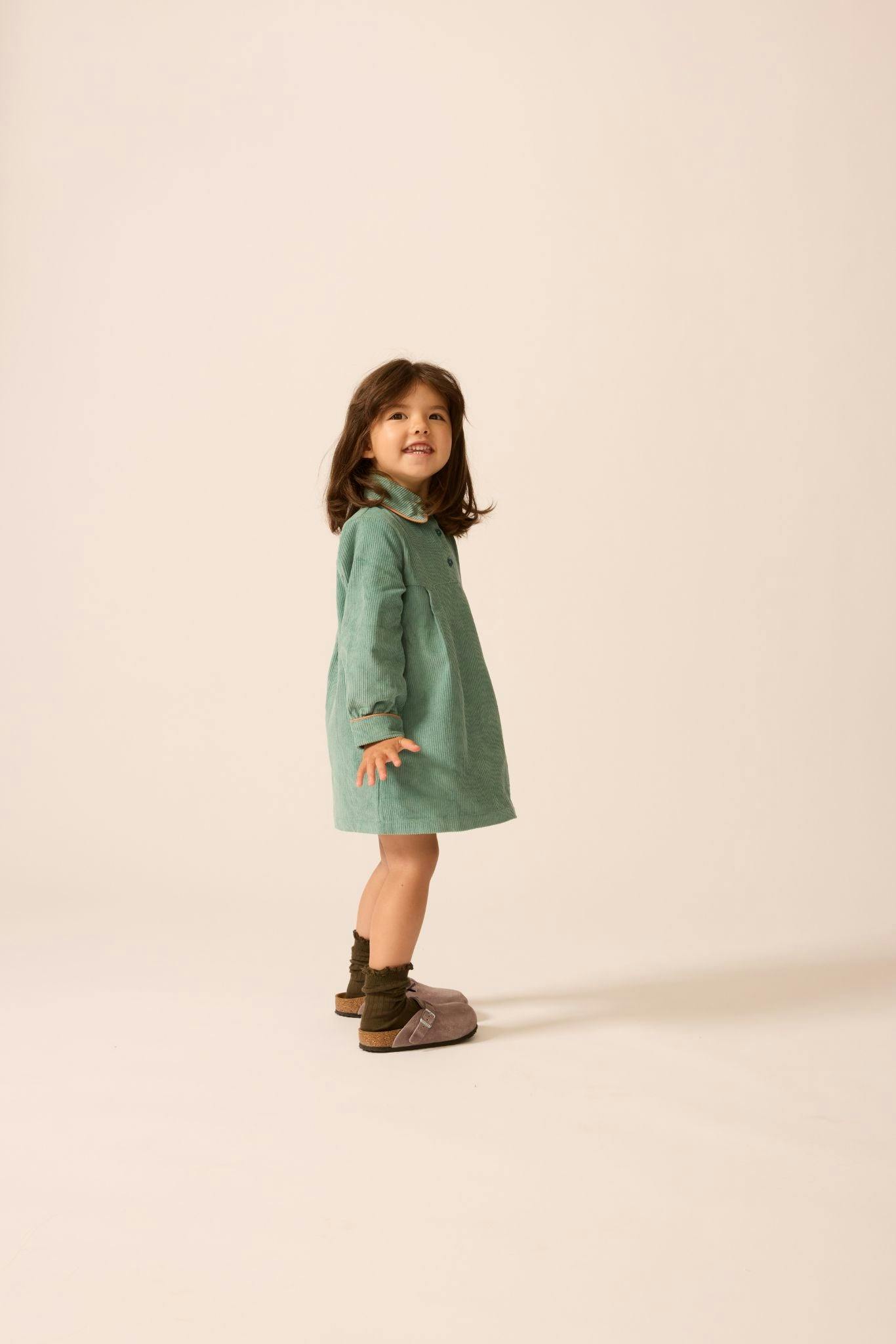 Shirtdress in Teal Tambourine Corduroy