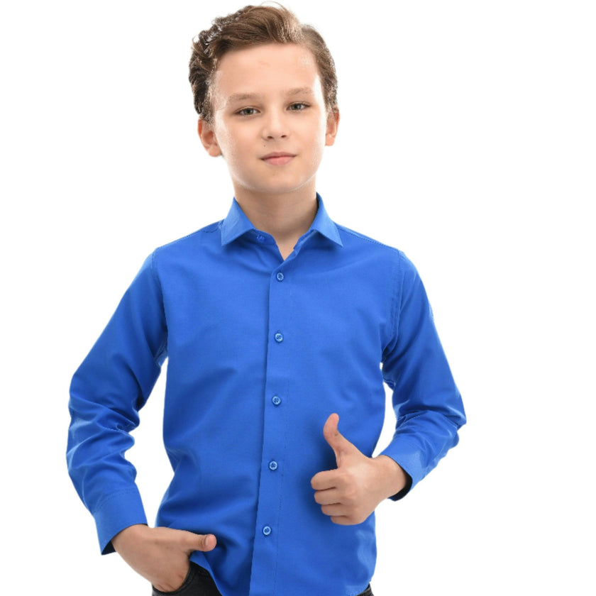 Blue Solid Dress Shirt