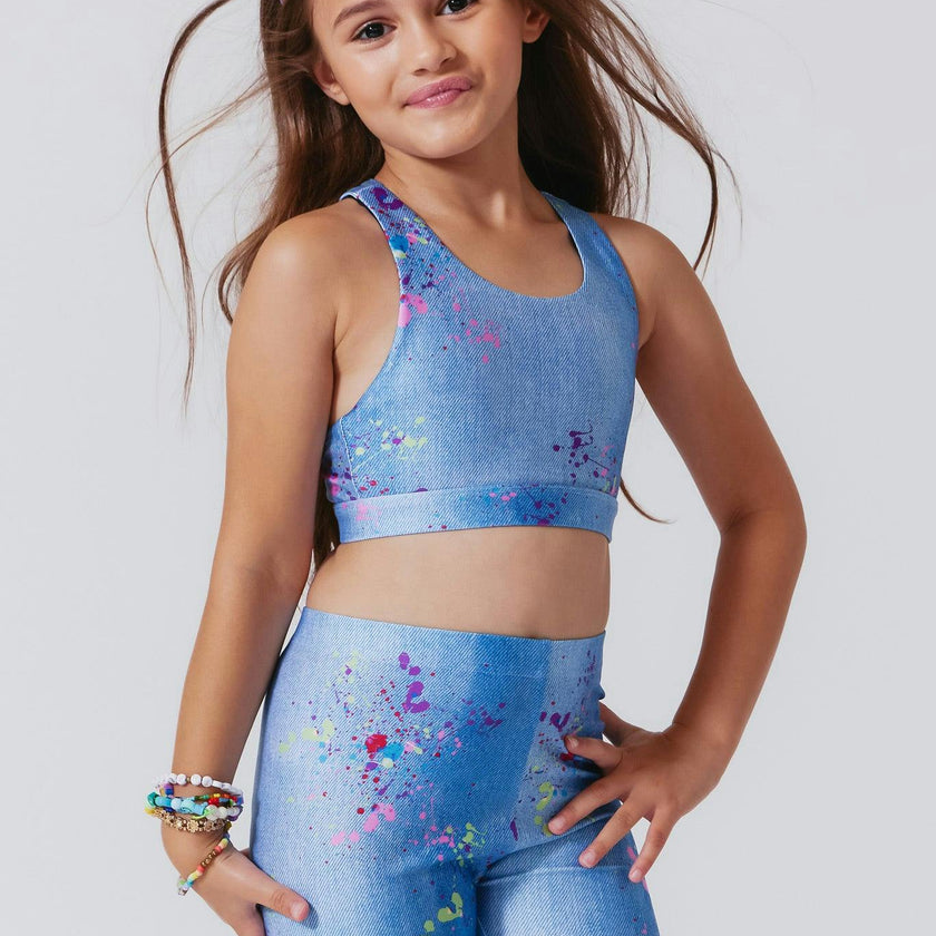 Girls Hi-Shine Scoop Neck Racer Back Sports Bra