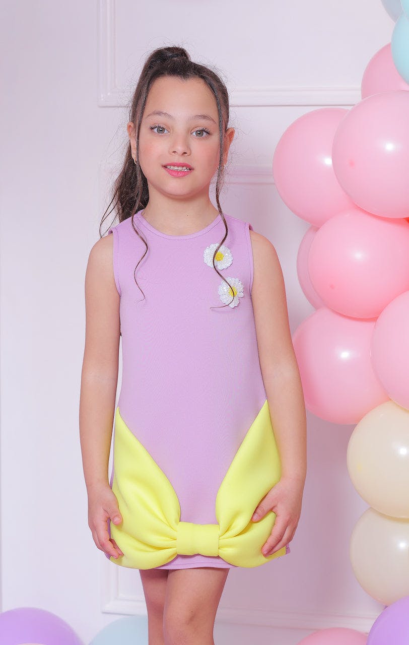 Lilac Fiona Sleeveless Bow Dress
