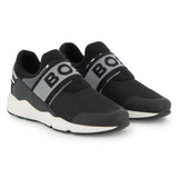 Black Logo Strap Slip-On Sneakers