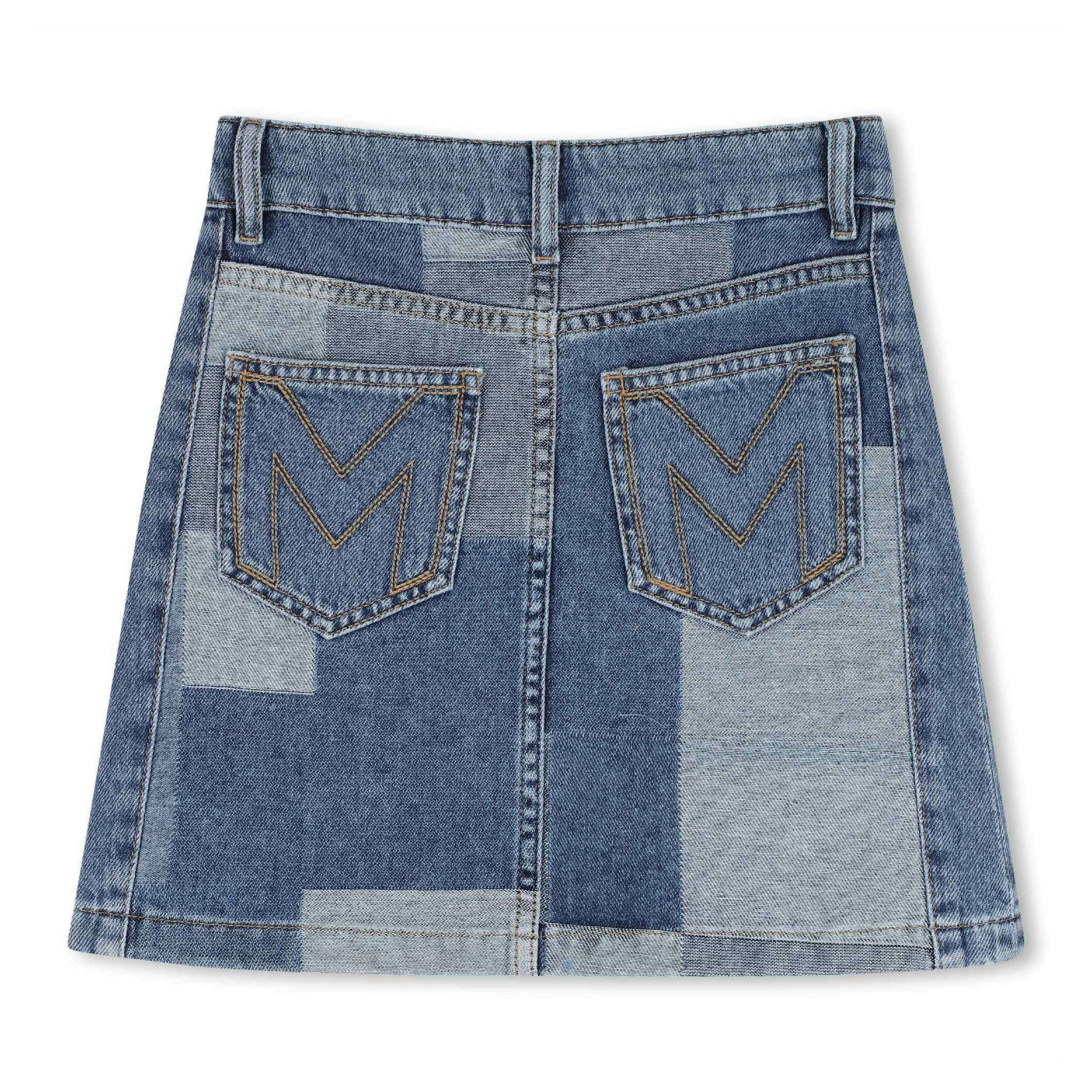 Blue Patchwork Denim Skirt