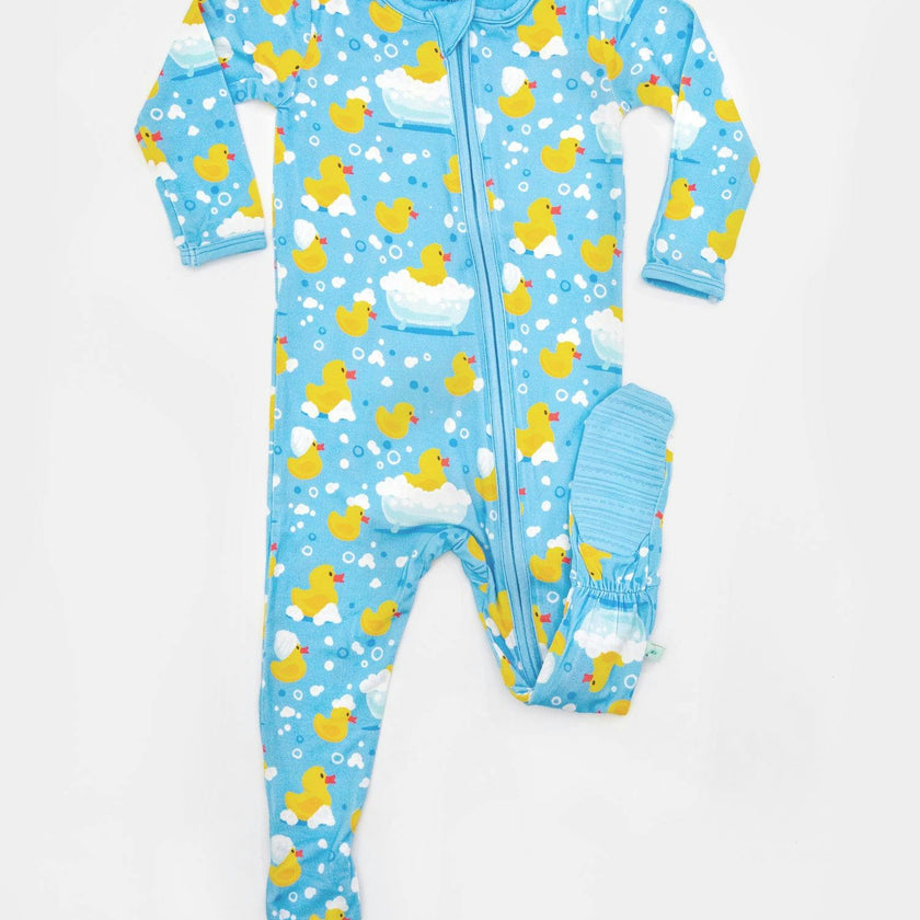 Soft & Stretchy Zipper Footie - Rubber Duckies