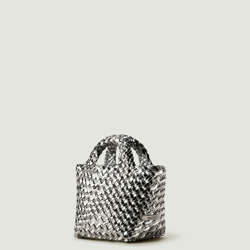 St. Barths Petit Tote Double Weave Metallic | Pewter