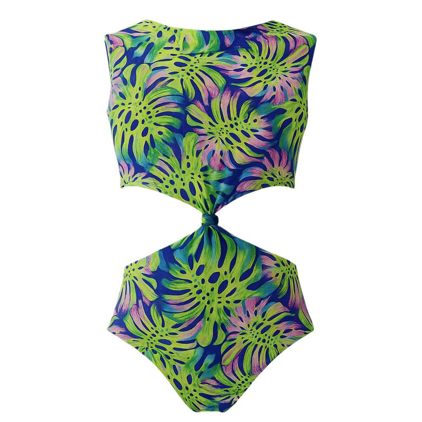 Girls' Cutout Swimsuit – Alexa – Montemar Print – UPF 50+
