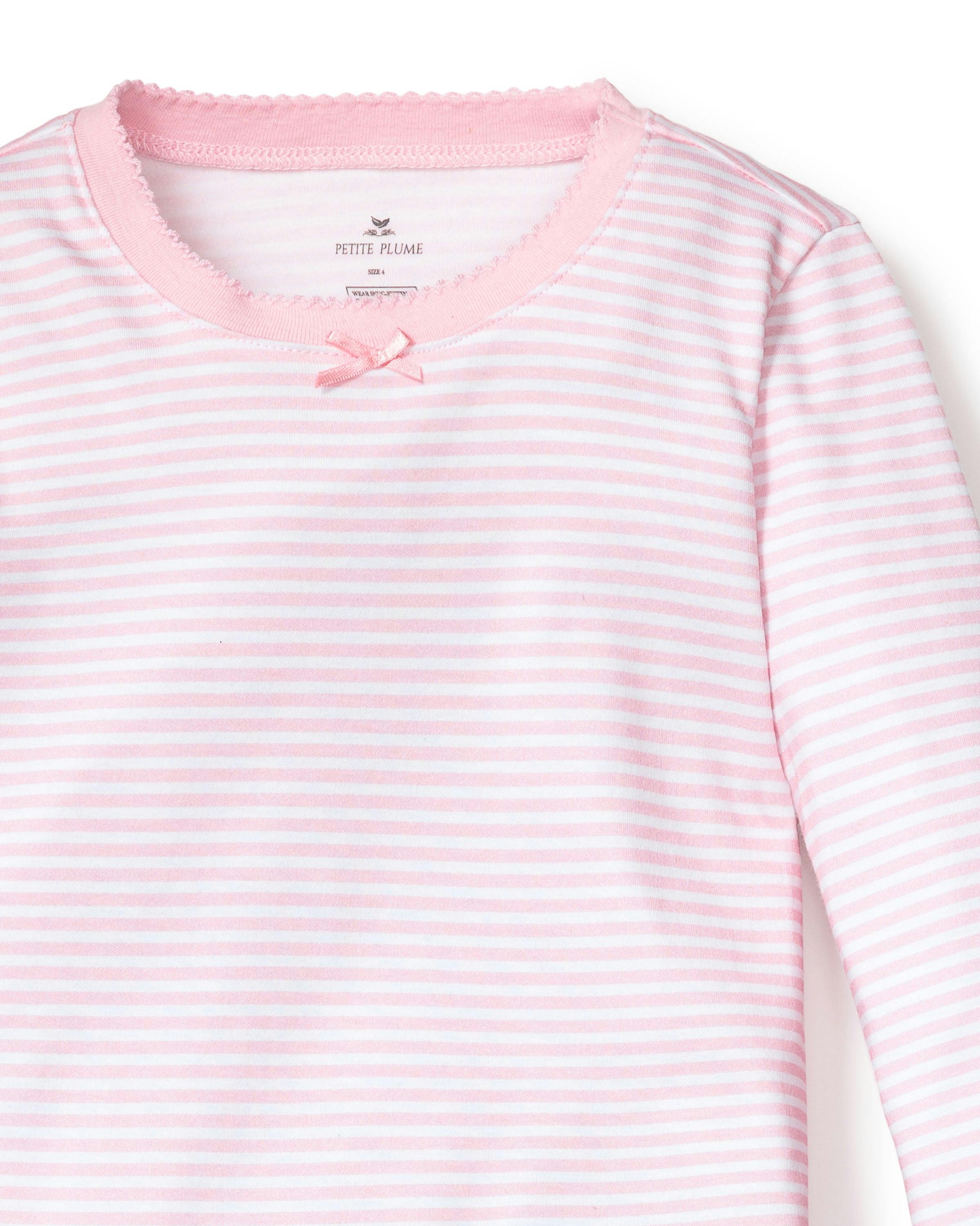 Kid's Pima Snug Fit Pajama Set in Pink Stripe