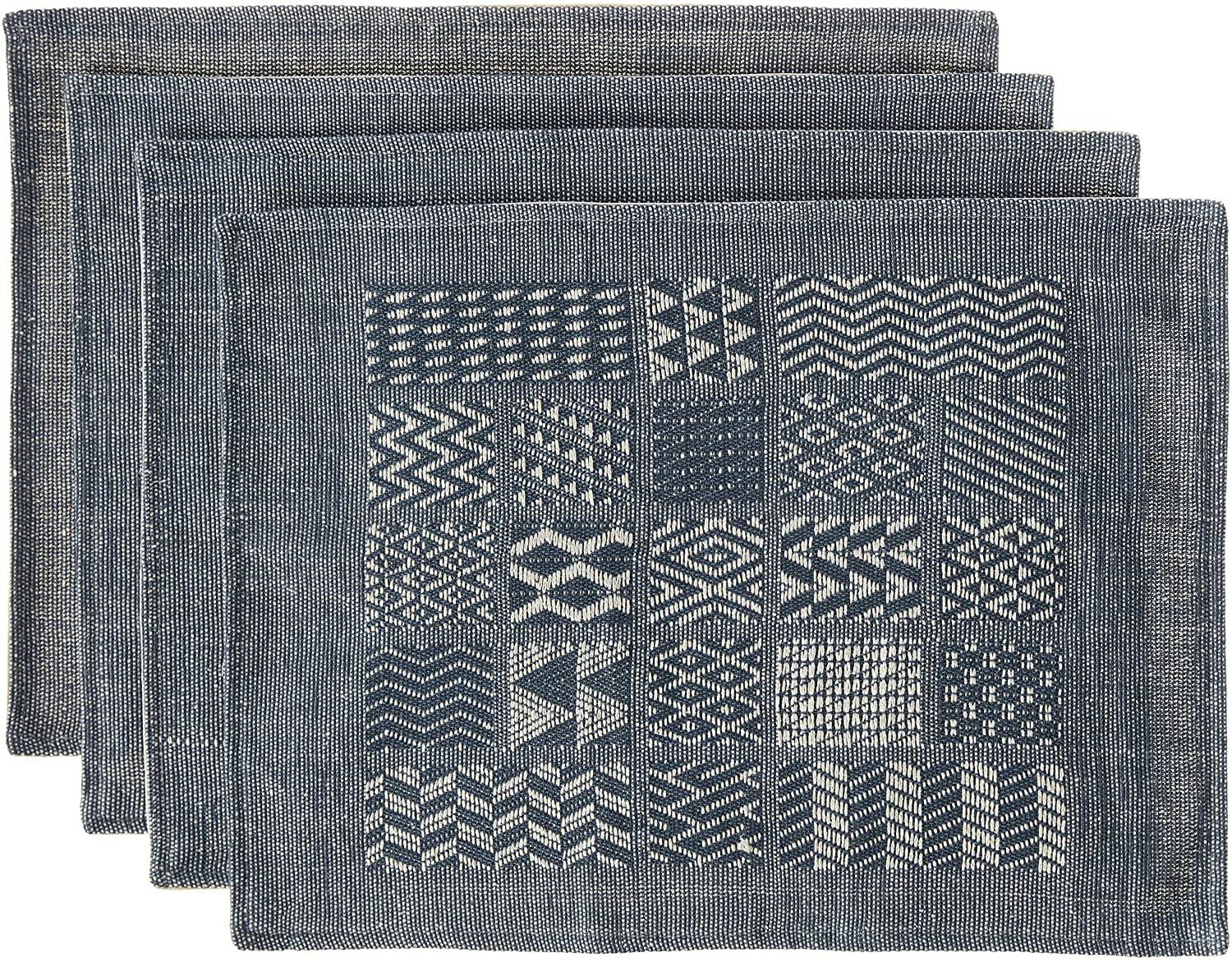 Artisan Hand Loomed Placemat - Indigo Blocks - 14