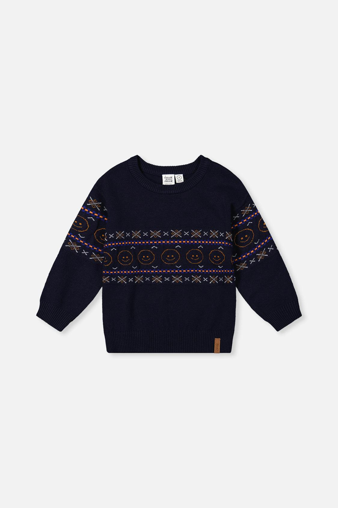 Jacquard Sweater Dark Blue