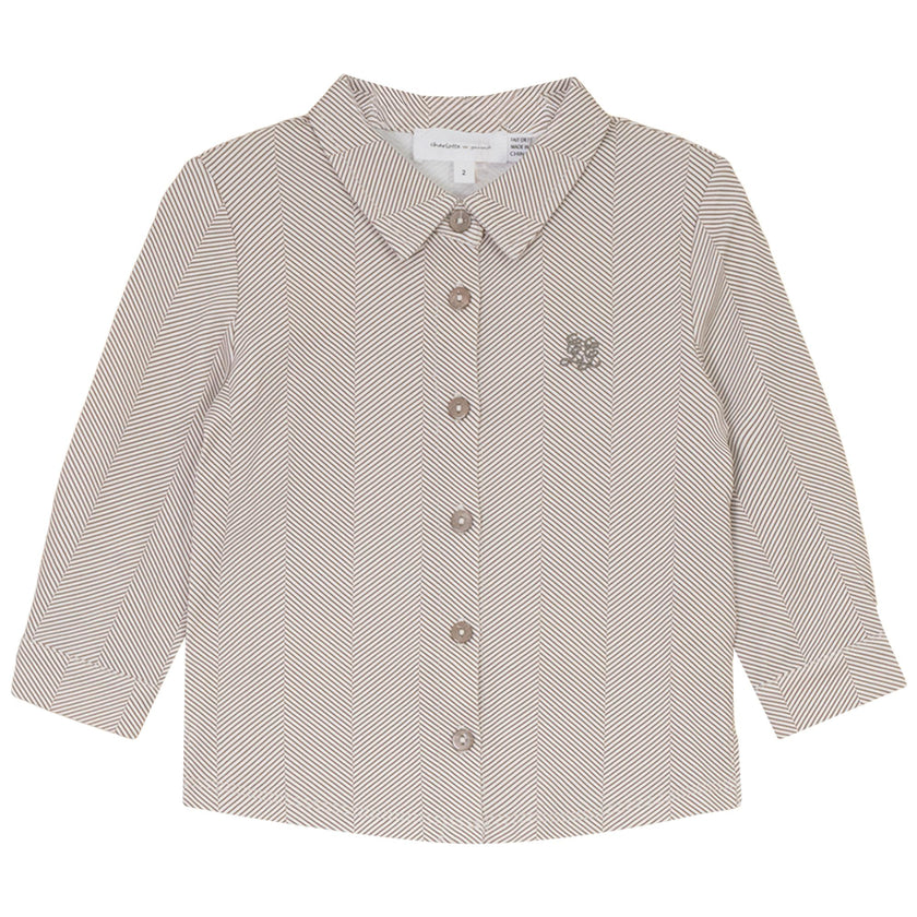 Herringbone Print Button-Down Shirt