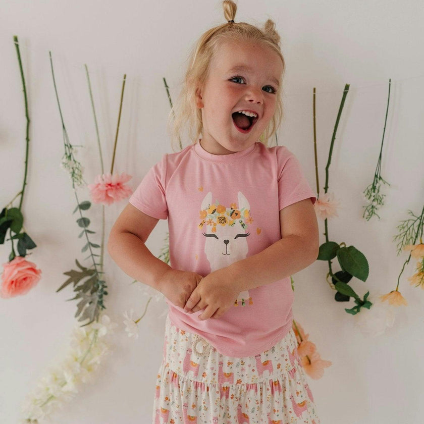 Girl's Short Sleeve Tee in Summer Blooms
