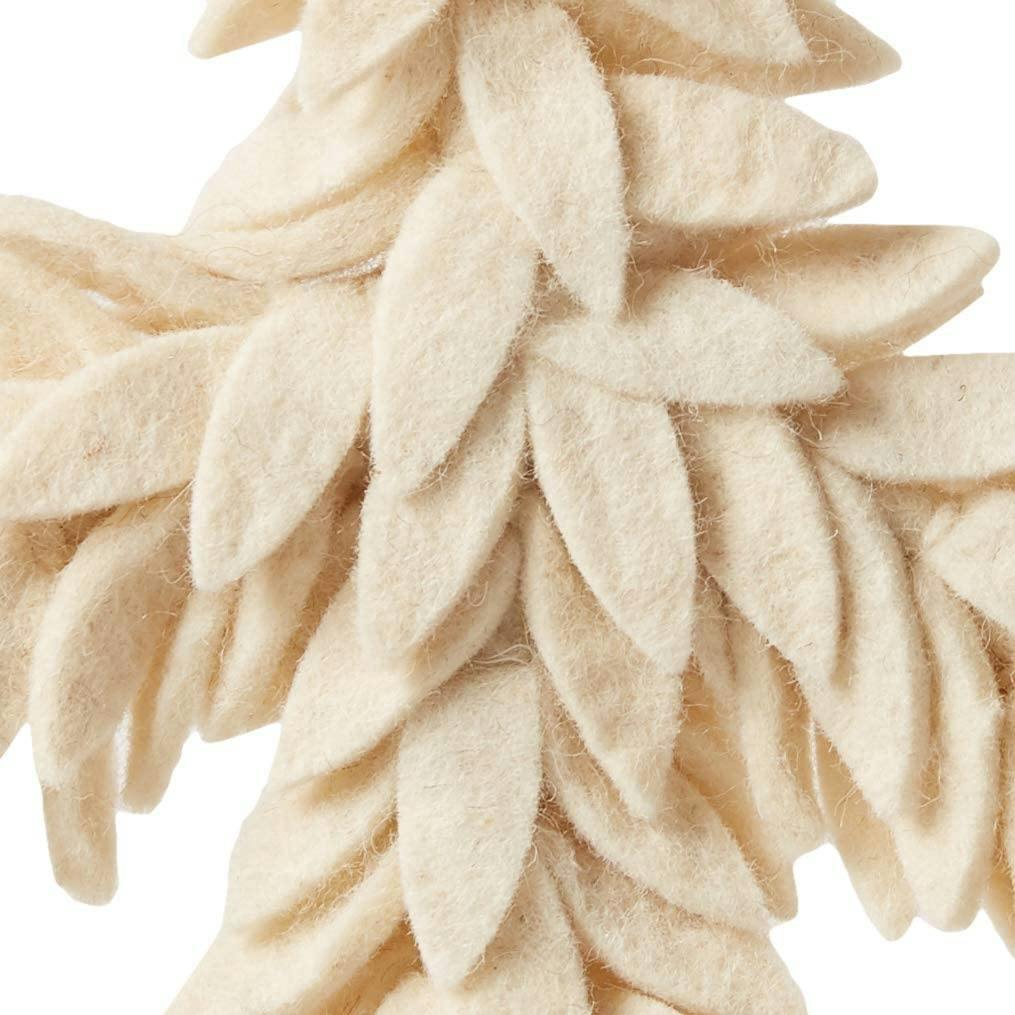 Handmade Hand Felted Wool Wreath - Peace Symbol Cream - 14