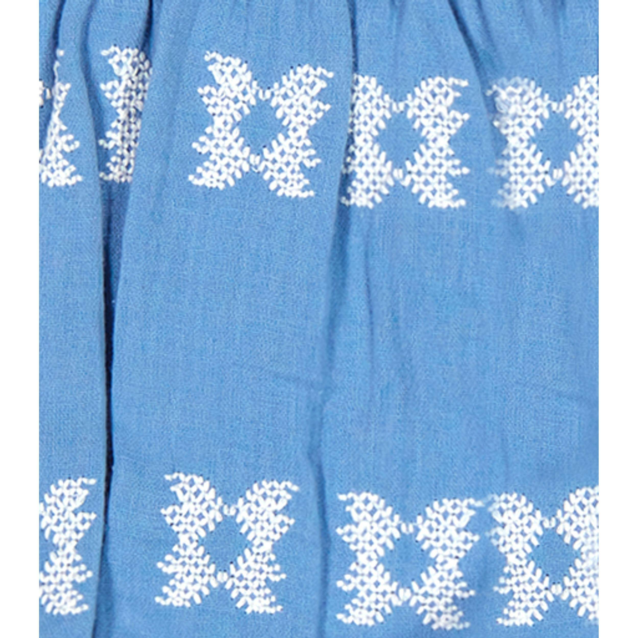 Chloe baby romper sky white embroidery, Sky Blue