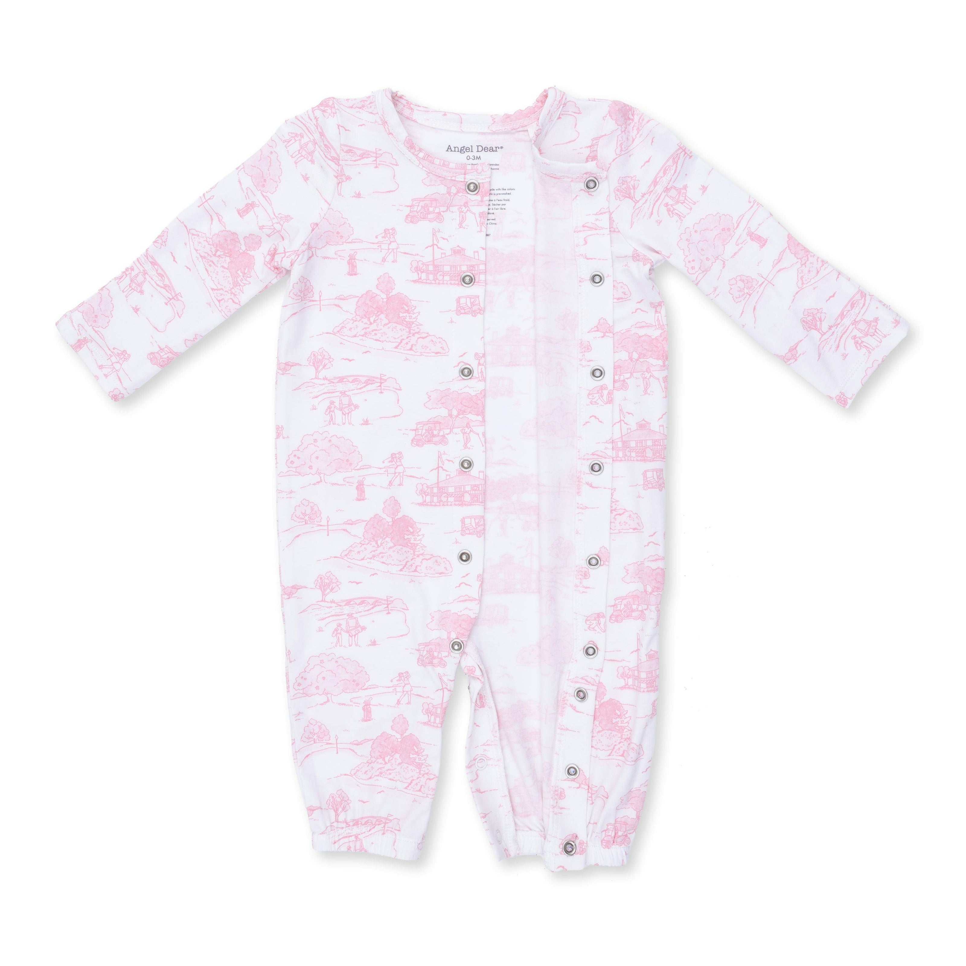 Golf Toile Pink - Convertible Gown and Knot Headband