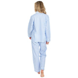 Women's Braddock Classic Long PJ Set - Blue Stripe Organic Cotton Poplin
