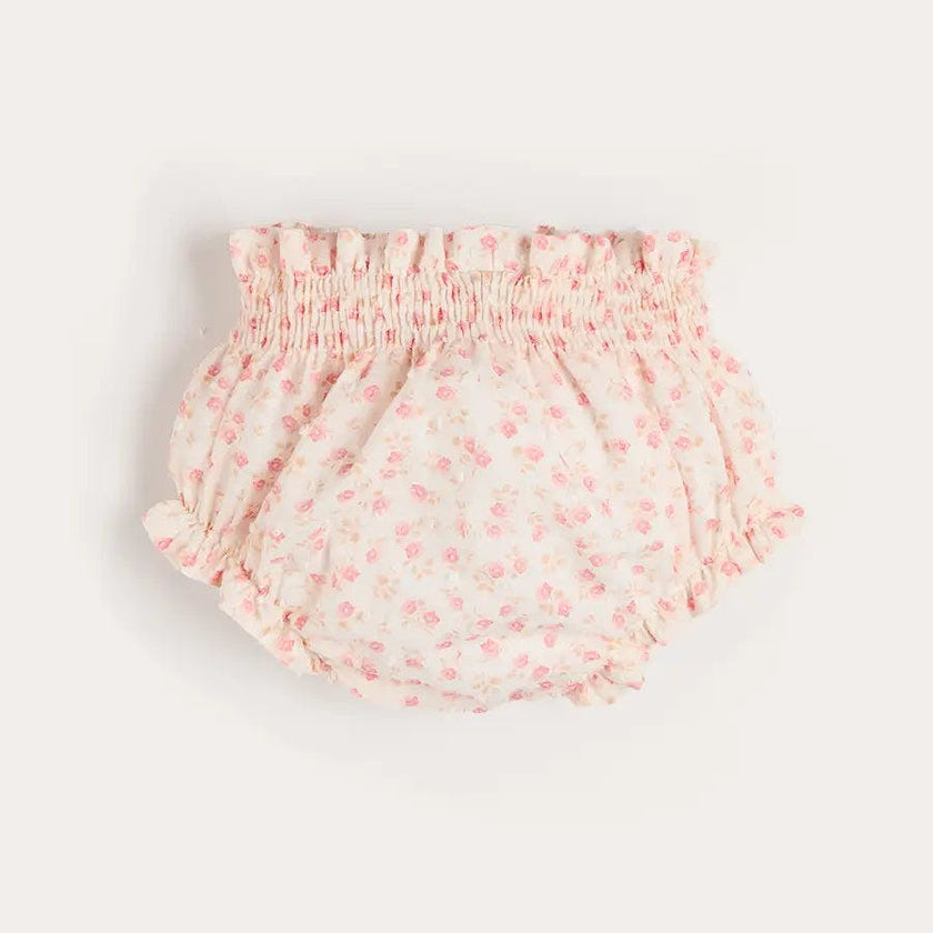 Martha Floral Bow Detail Swiss Voile Bloomers in Pink (1mth-12mths)