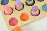 Wooden Rainbow Peg Dolls | 12 Piece Peg People Set with Sorting Base