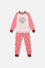 Organic Cotton Long Sleeve Two Piece Printed Christmas Stocking Pajama Set Pink
