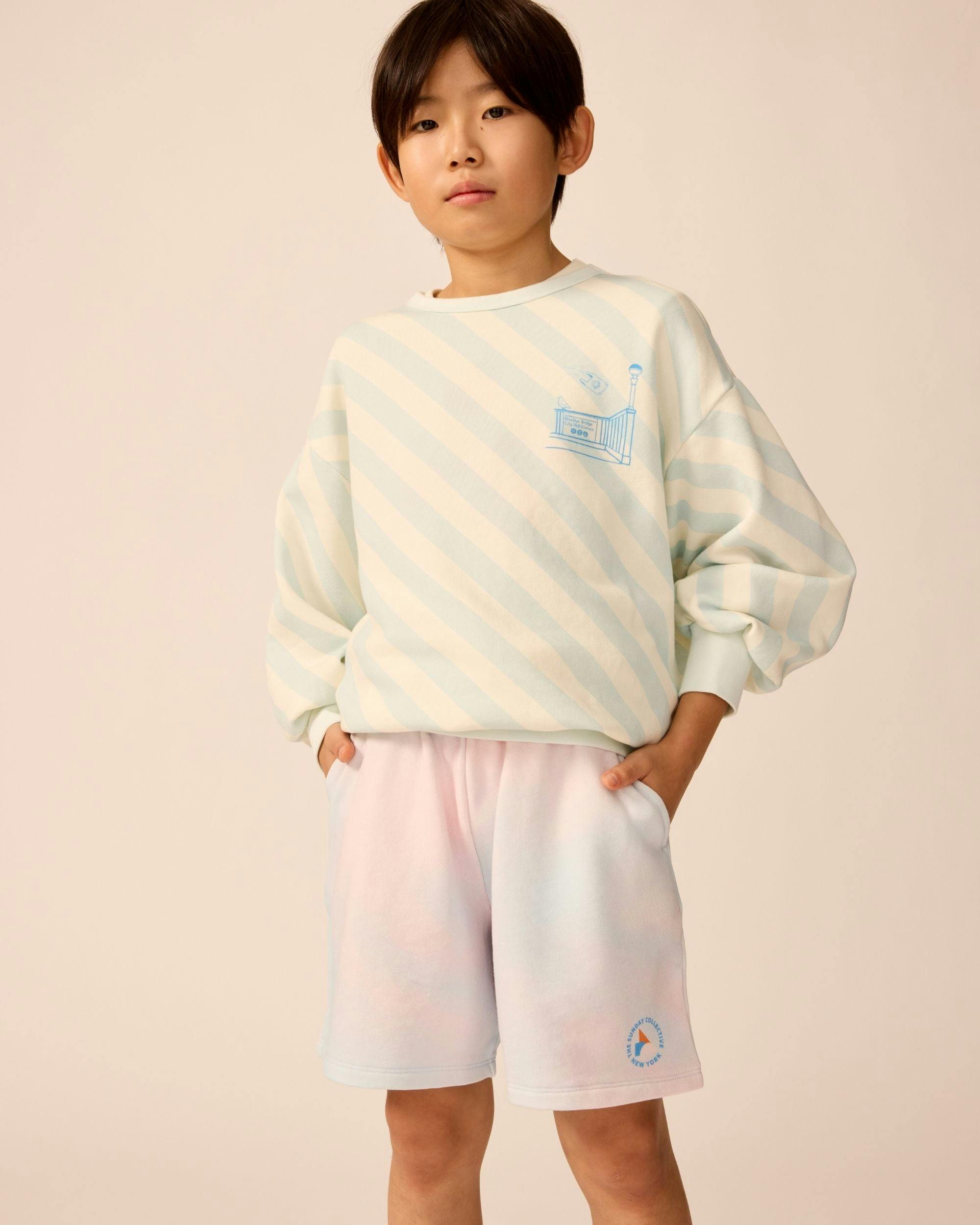 Organic Weekend Sweatshirt in Sky Blue Stripe