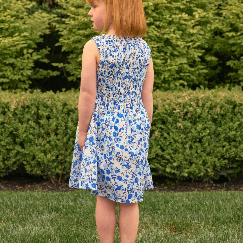 Mini Ana Dress in Ditsy Cobalt Floral