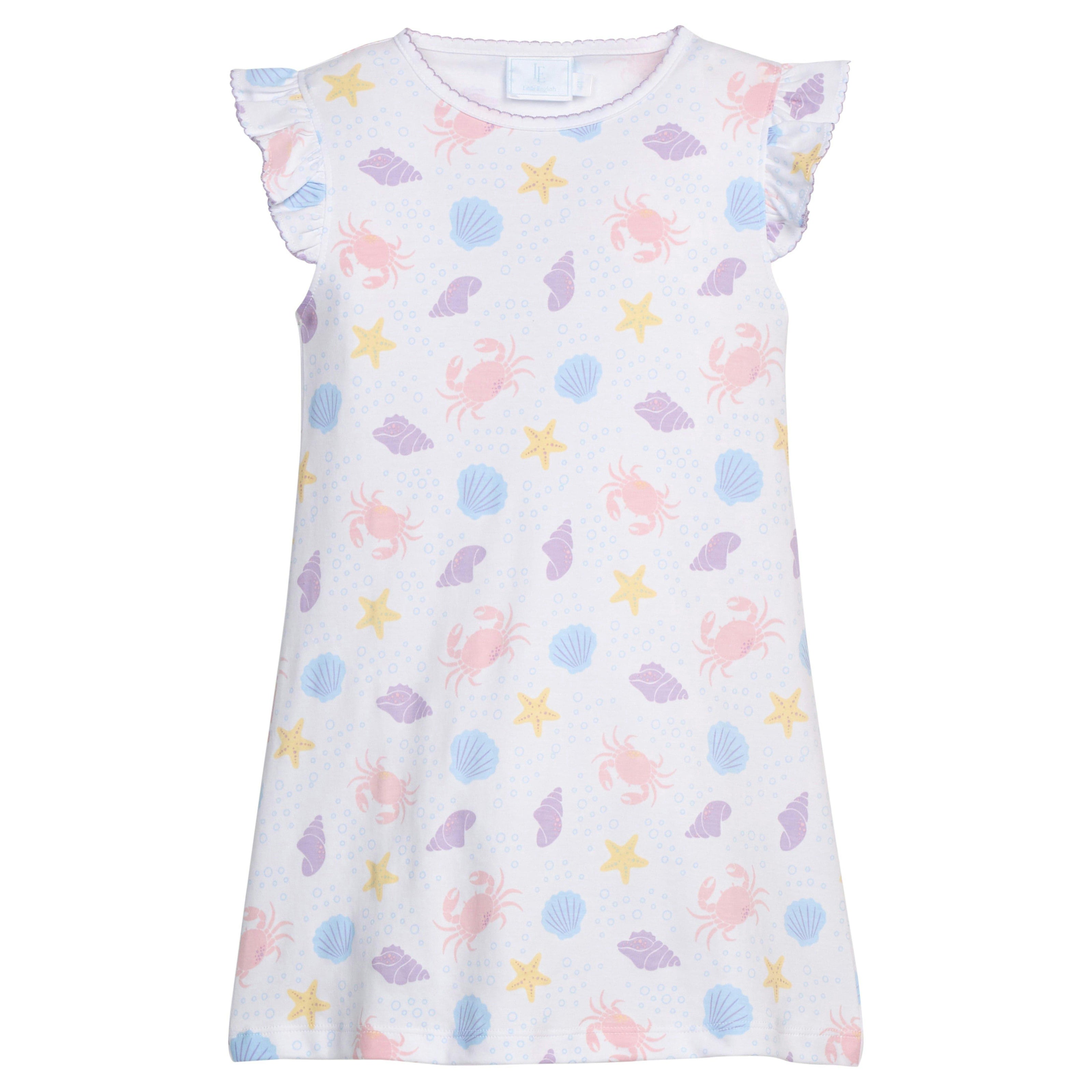 Printed Angel Sleeve Dress - Sea Shells
