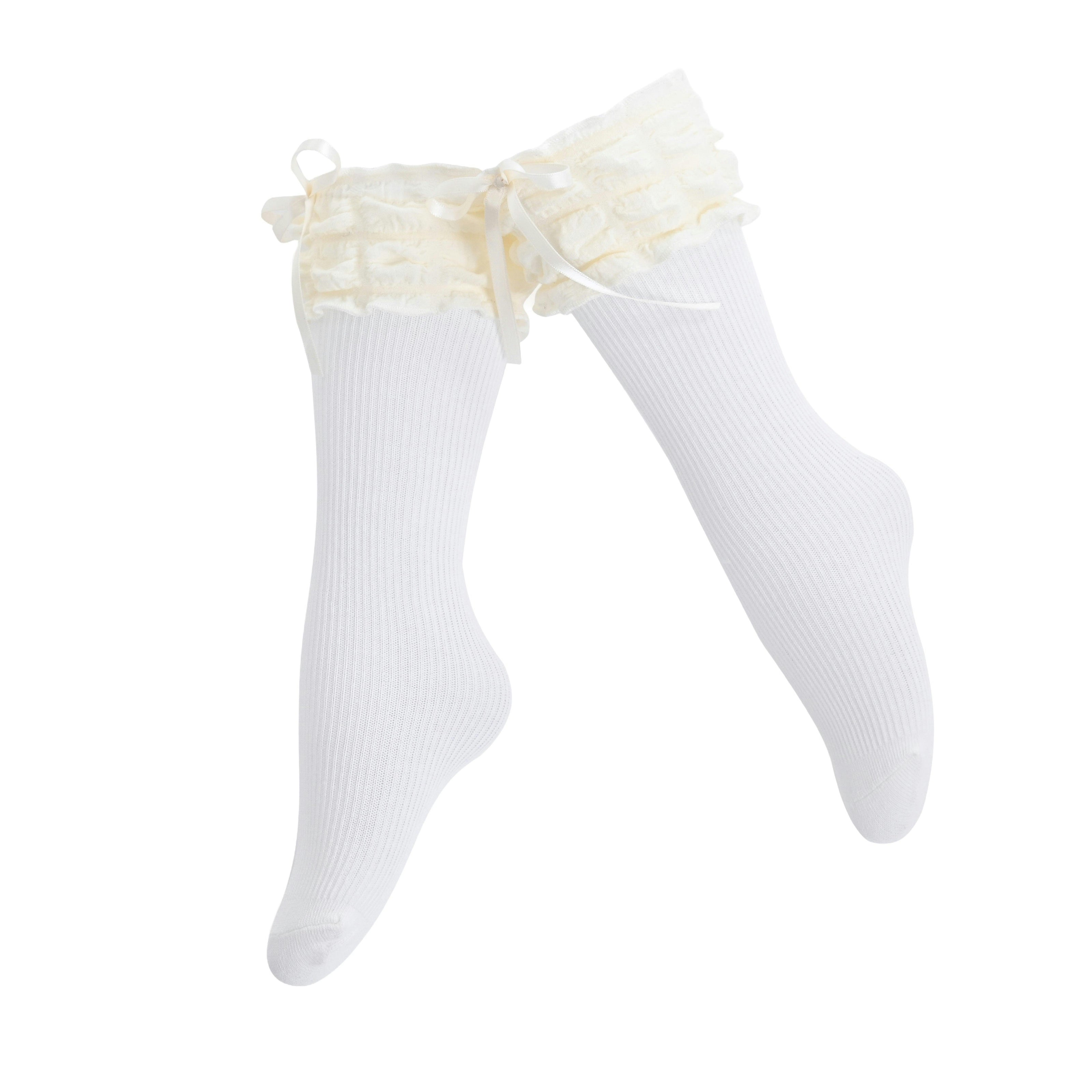 Ruffled Ribbon Long Socks