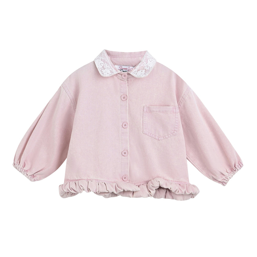 Light Pink Lace-Trim Pants Set