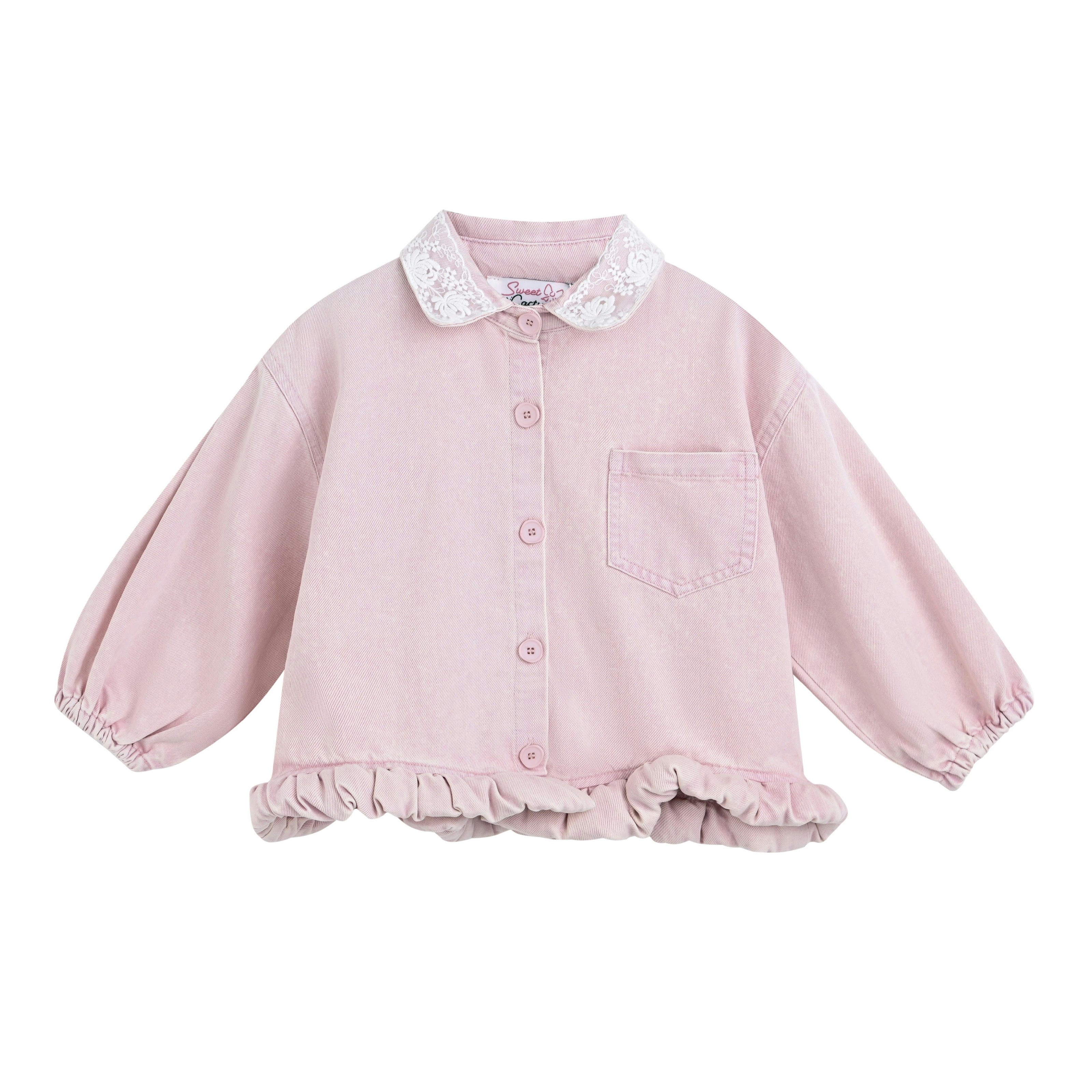 Light Pink Lace-Trim Pants Set
